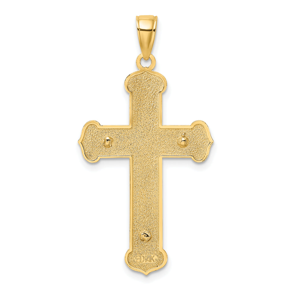 14K Two-tone Engraved Crucifix Charm