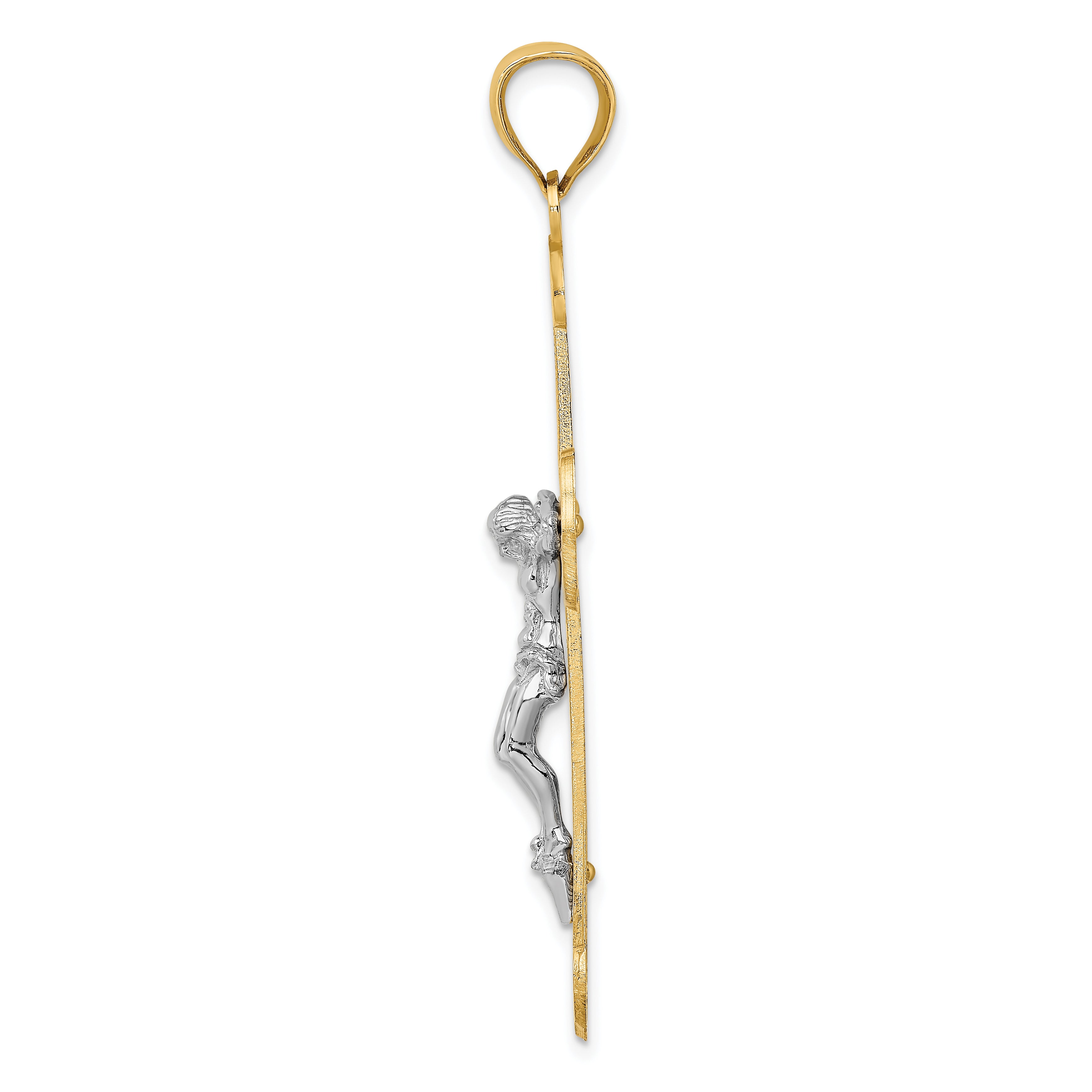 14K Two-tone Engraved Crucifix Charm Secondary image