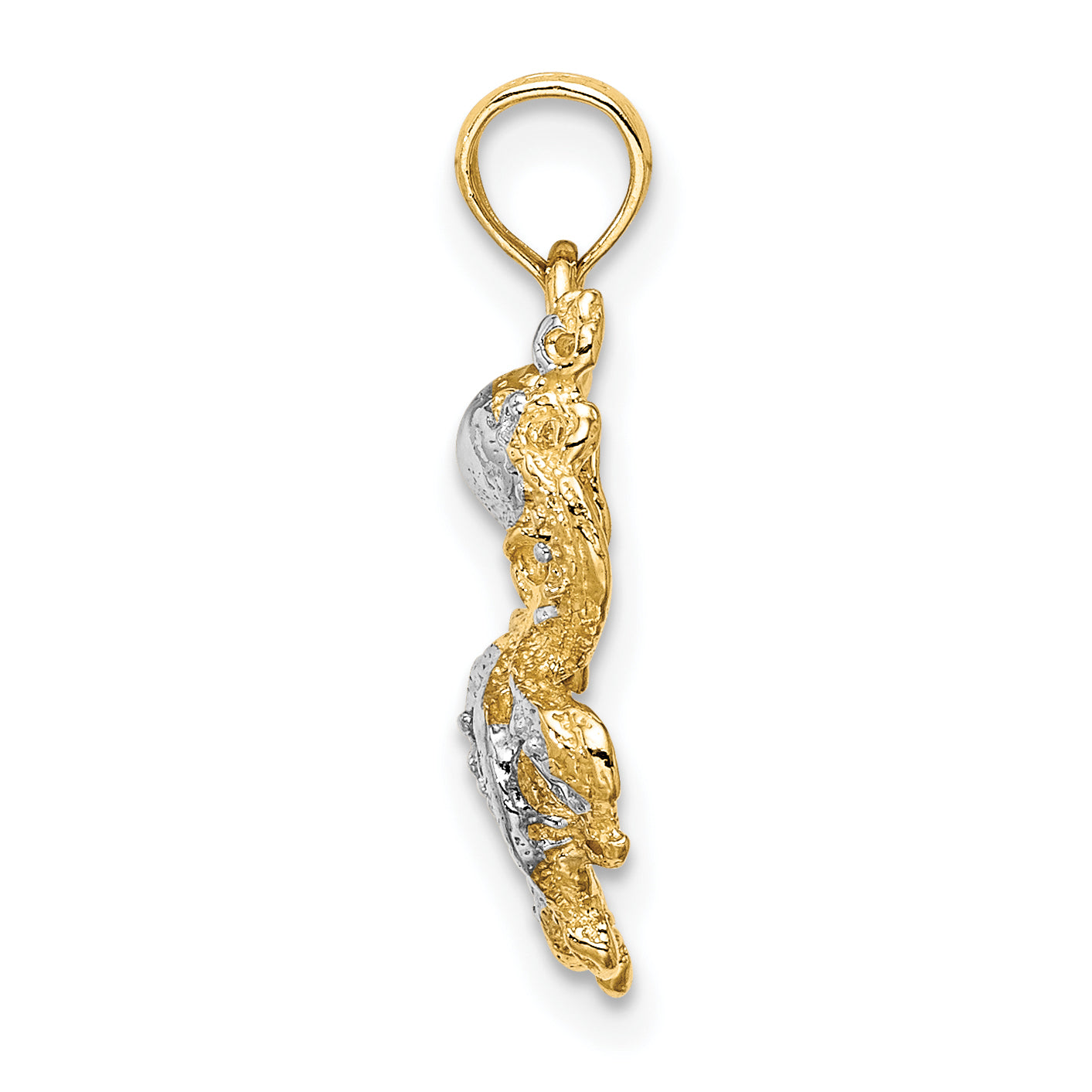 14K with White Rhodium Textured Octopus Charm Secondary image
