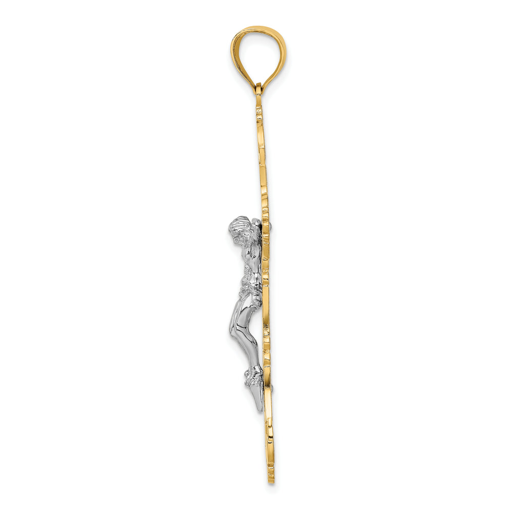 14K Two-tone Crucifix Charm