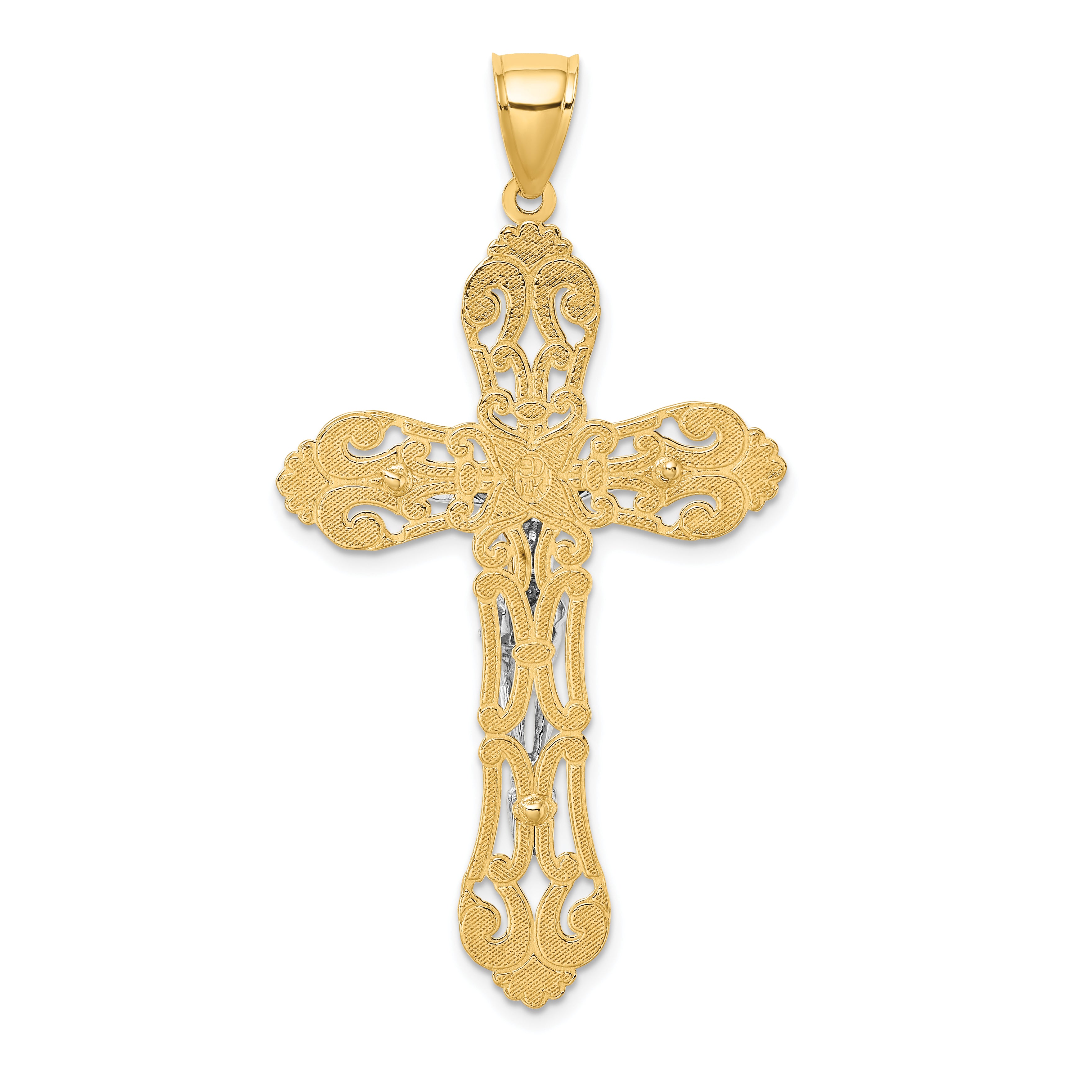 14K Two-tone Crucifix Charm