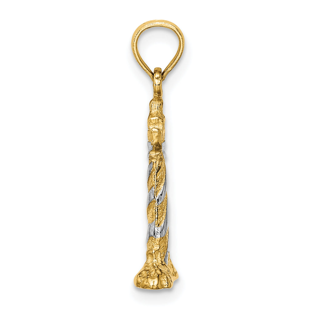 14K W/Rhodium 3-D Lighthouse Charm