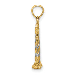 14K W/Rhodium 3-D Lighthouse Charm