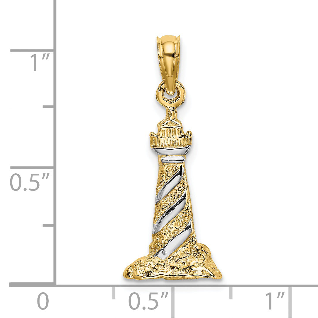 14K W/Rhodium 3-D Lighthouse Charm