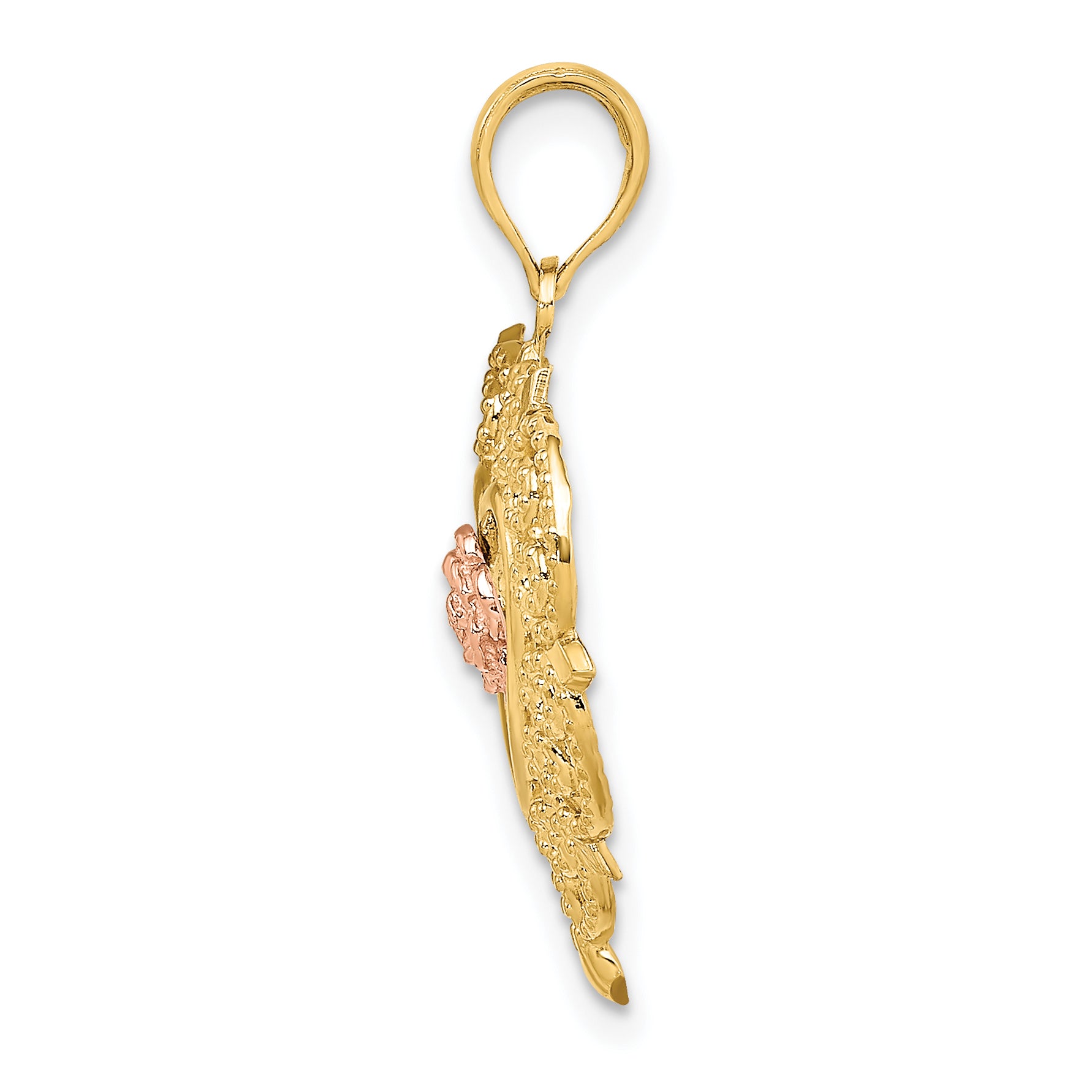 14k Rose and Yellow Gold Flower and Heart Charm Secondary image