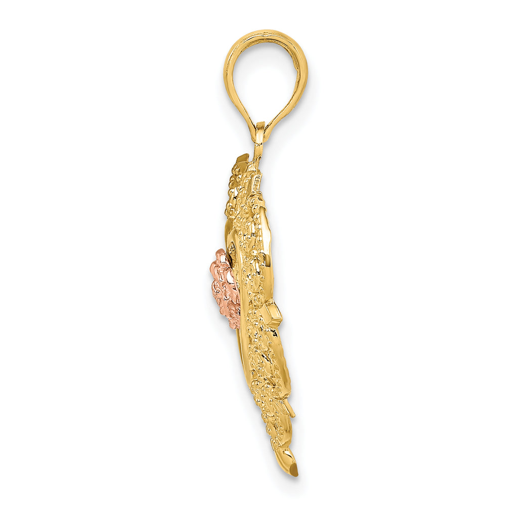 14k Rose and Yellow Gold Flower and Heart Charm