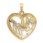 14k w/ Rhodium Textured #1 MOM In Heart Charm