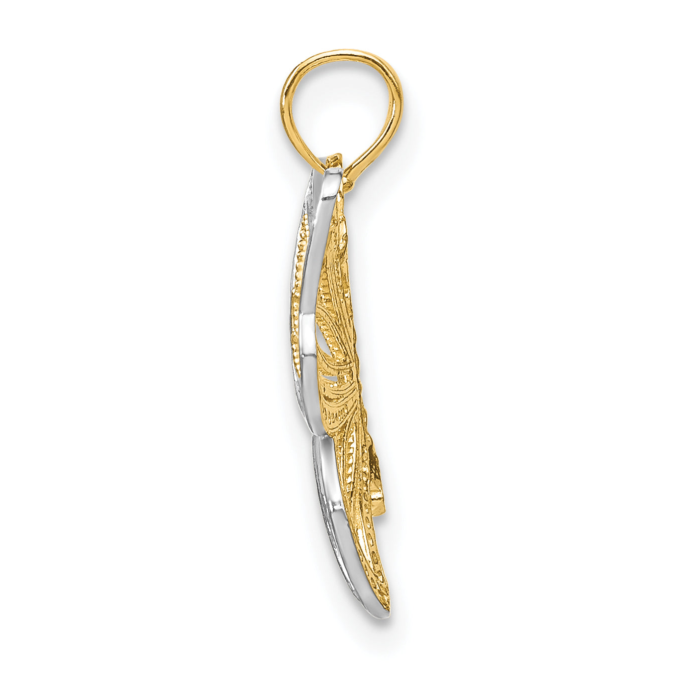 14k w/Rhodium Butterfly w/ White Beaded Wings Charm Secondary image