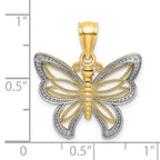14k w/Rhodium Butterfly w/ White Beaded Wings Charm