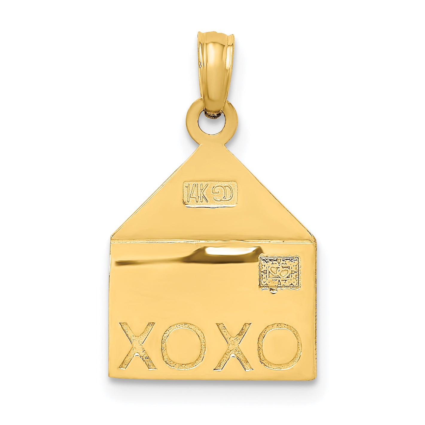 14k Rose and Yellow Gold 3-D XOXO Envelope Heart Charm