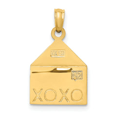 14k Rose and Yellow Gold 3-D XOXO Envelope Heart Charm