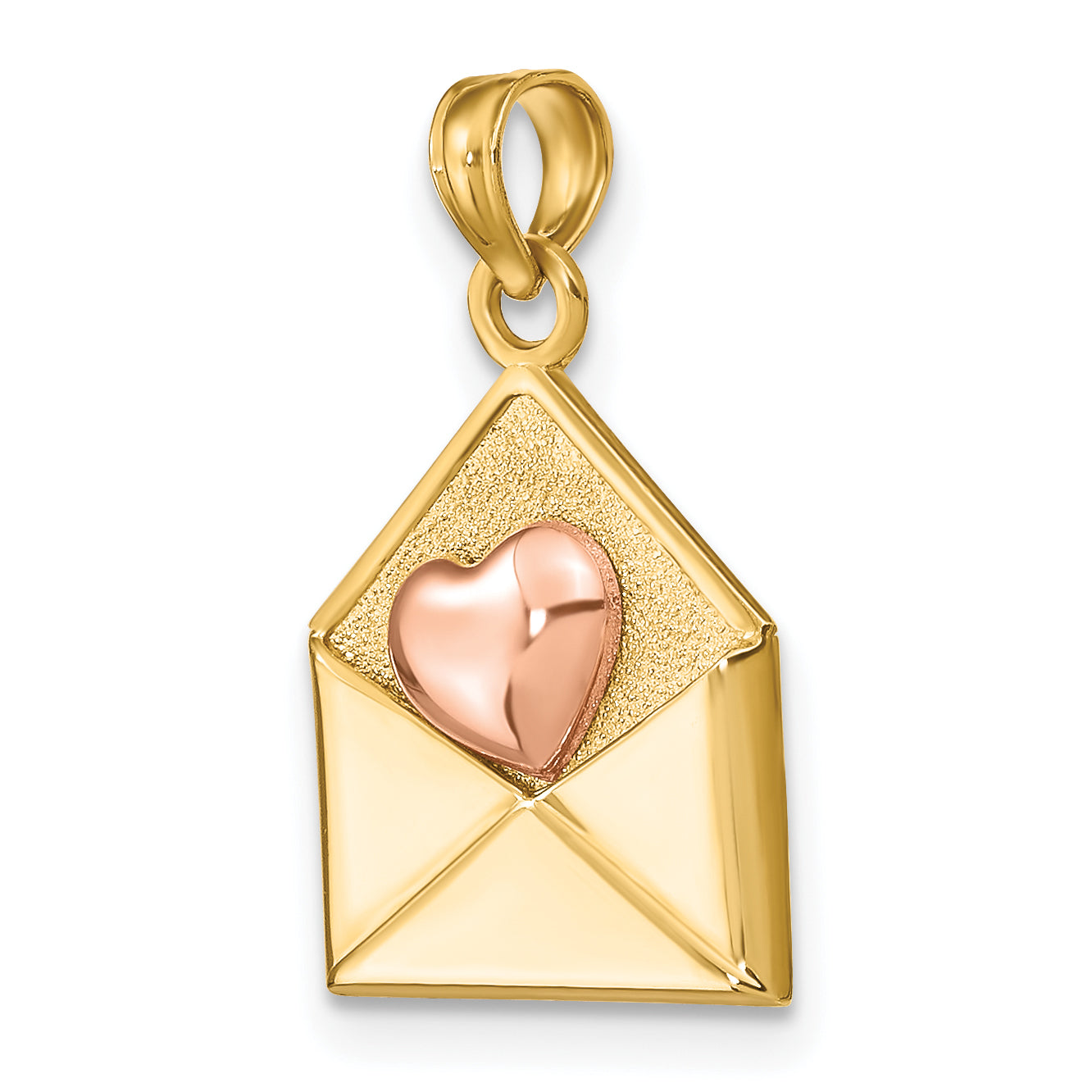 14k Rose and Yellow Gold 3-D XOXO Envelope Heart Charm