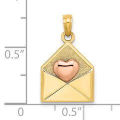 14k Rose and Yellow Gold 3-D XOXO Envelope Heart Charm