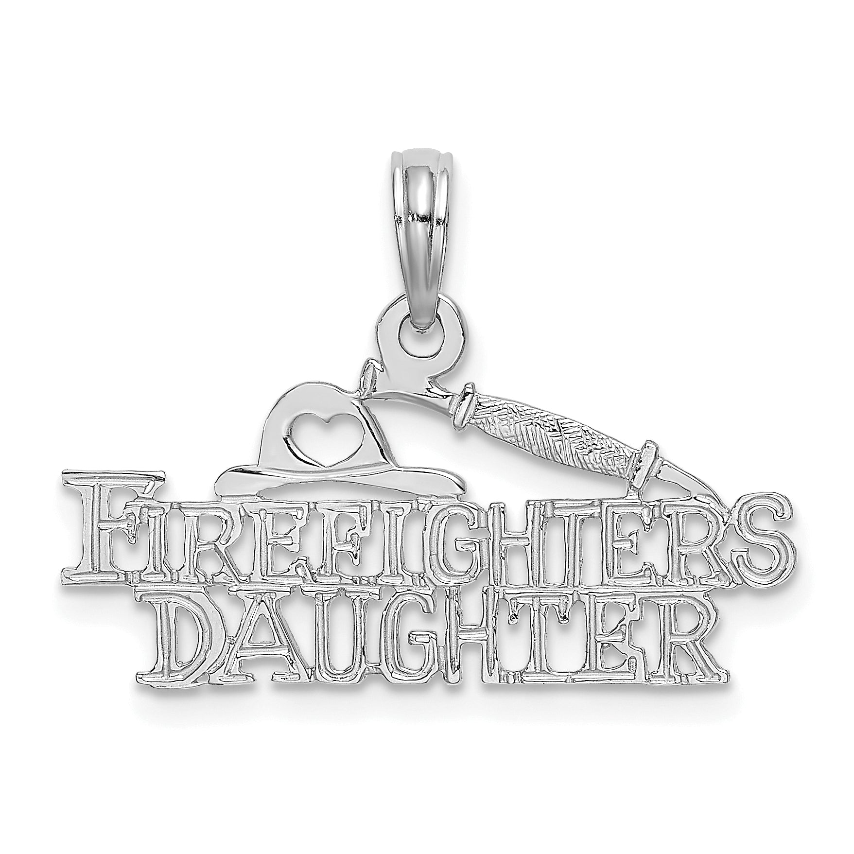 14k White Gold FIREFIGHTER'S DAUGHTER Charm Main image