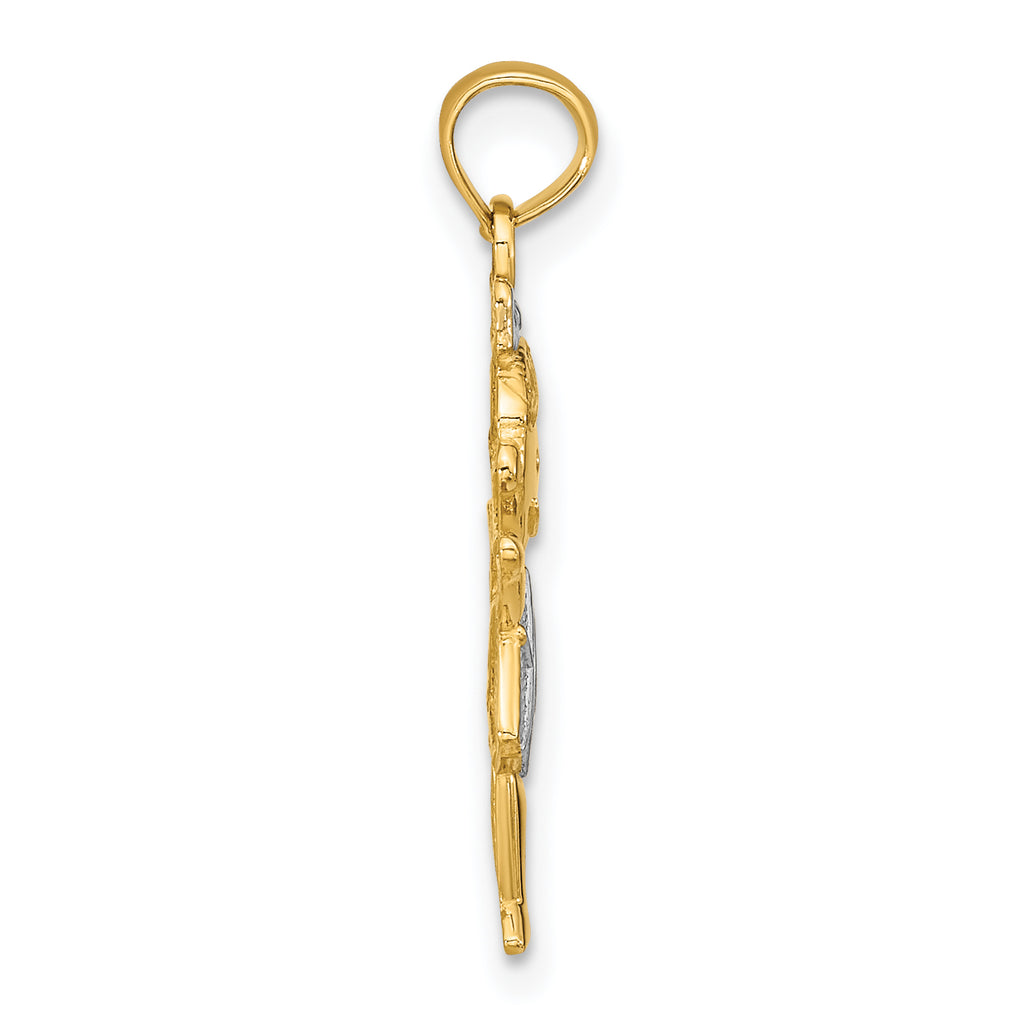 14K Textured w/Rhodium Girl Charm