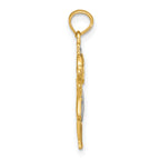 14K Textured w/Rhodium Girl Charm