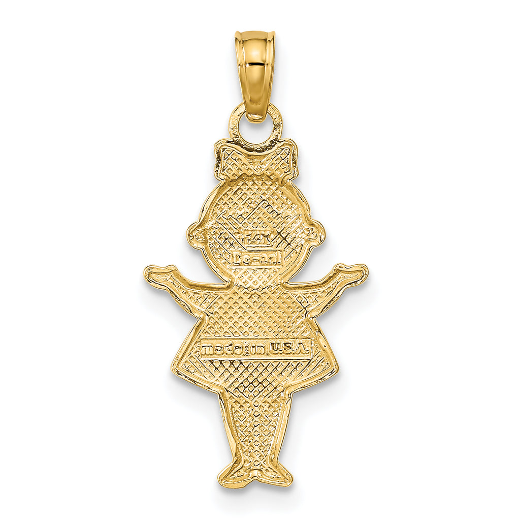 14K Textured w/Rhodium Girl Charm