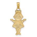 14K Textured w/Rhodium Girl Charm