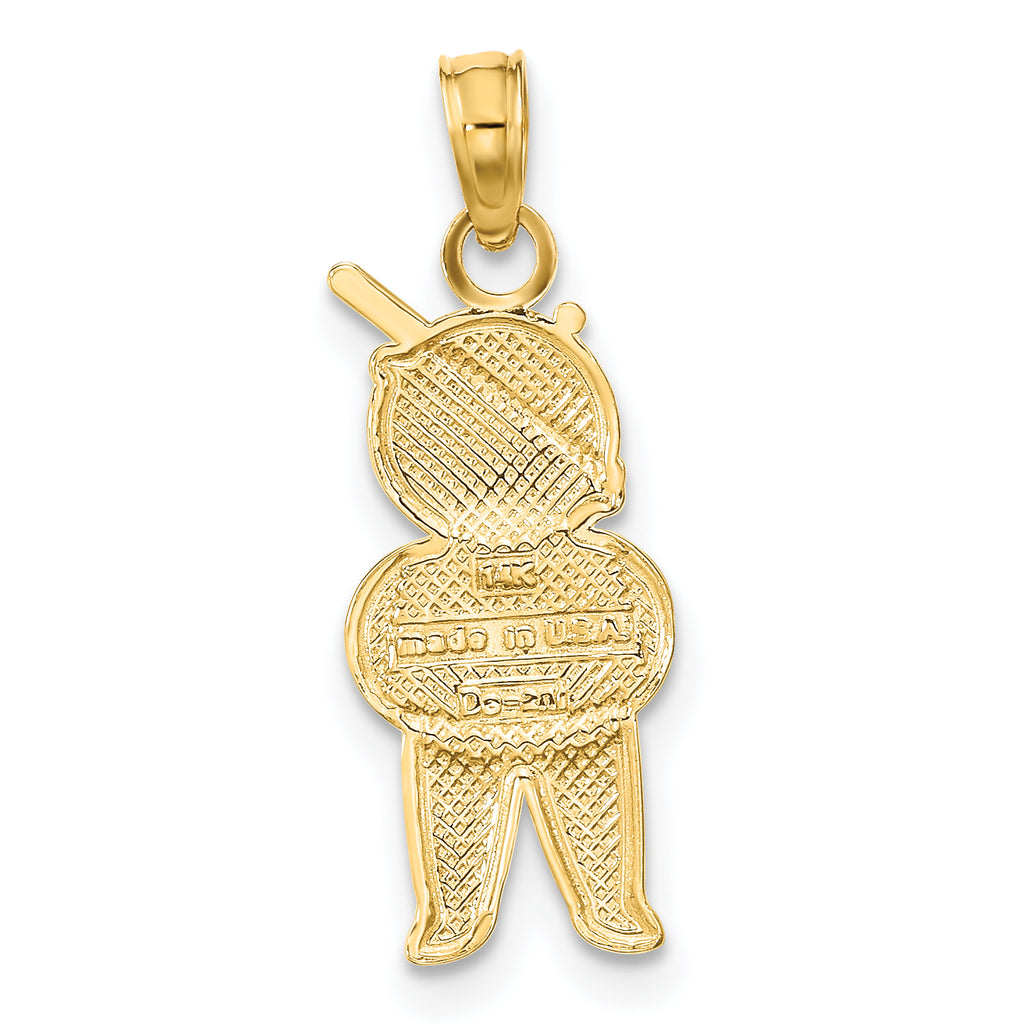 14K Textured w/Rhodium Boy Charm