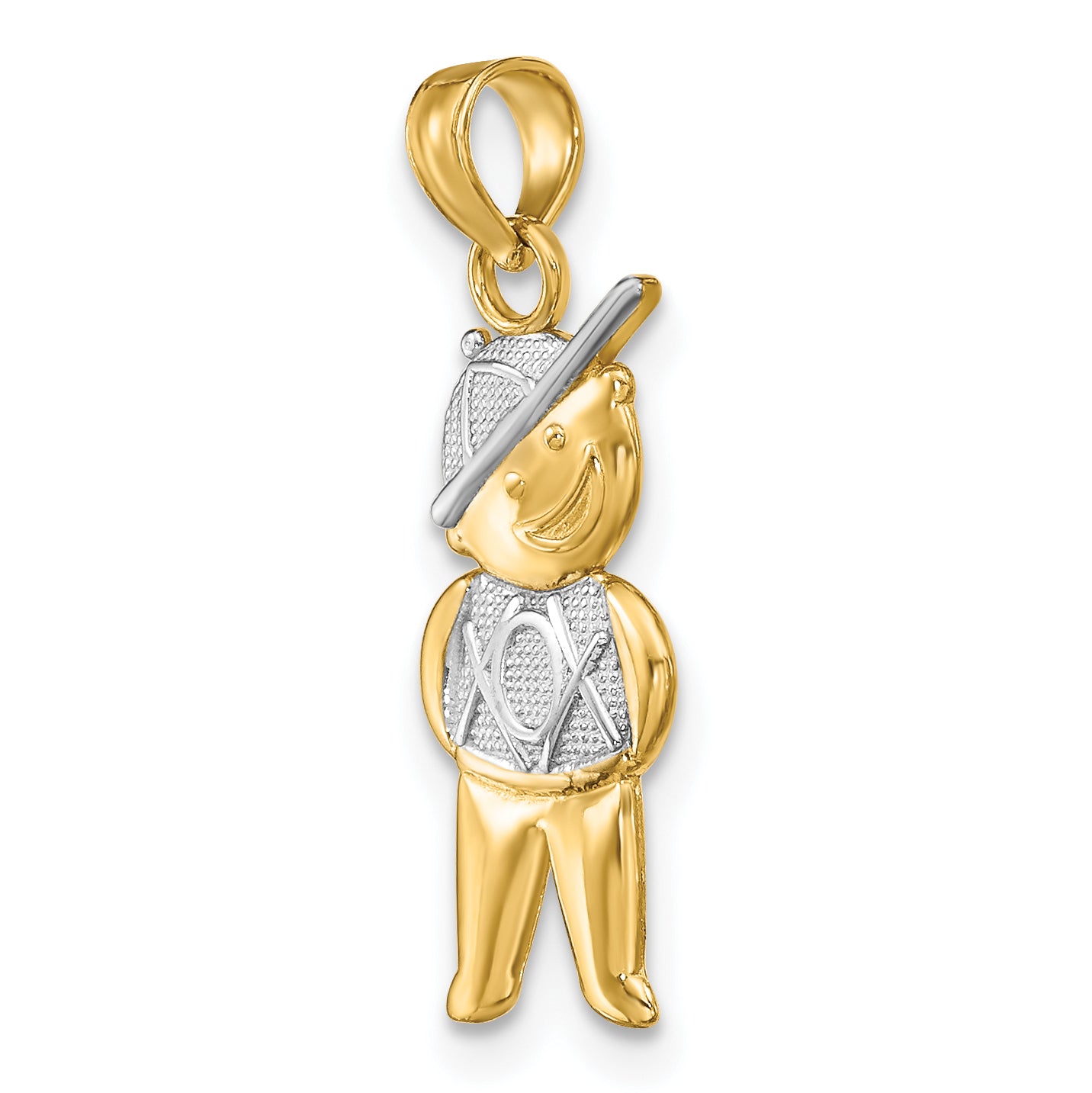14K Textured w/Rhodium Boy Charm