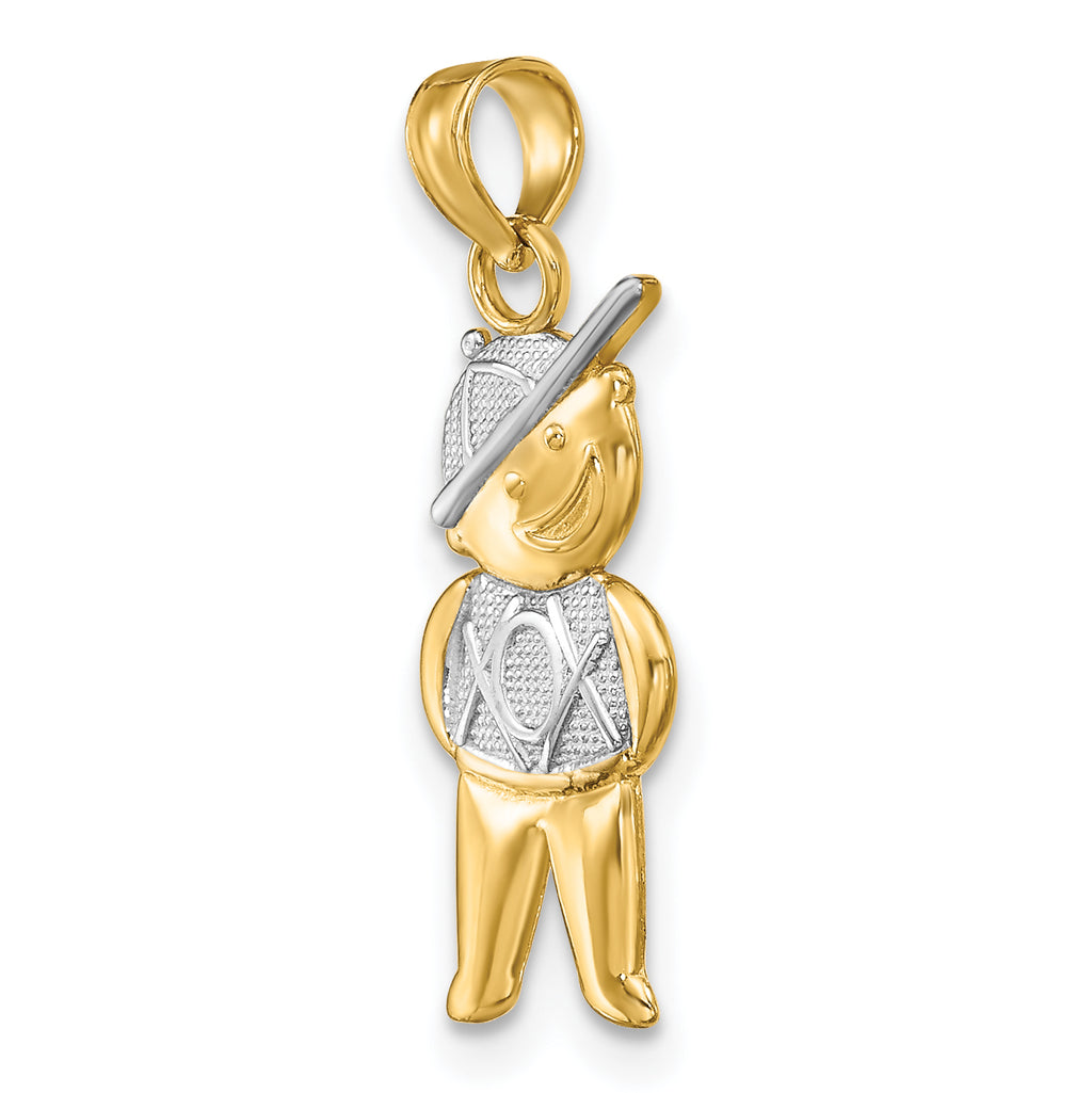 14K Textured w/Rhodium Boy Charm