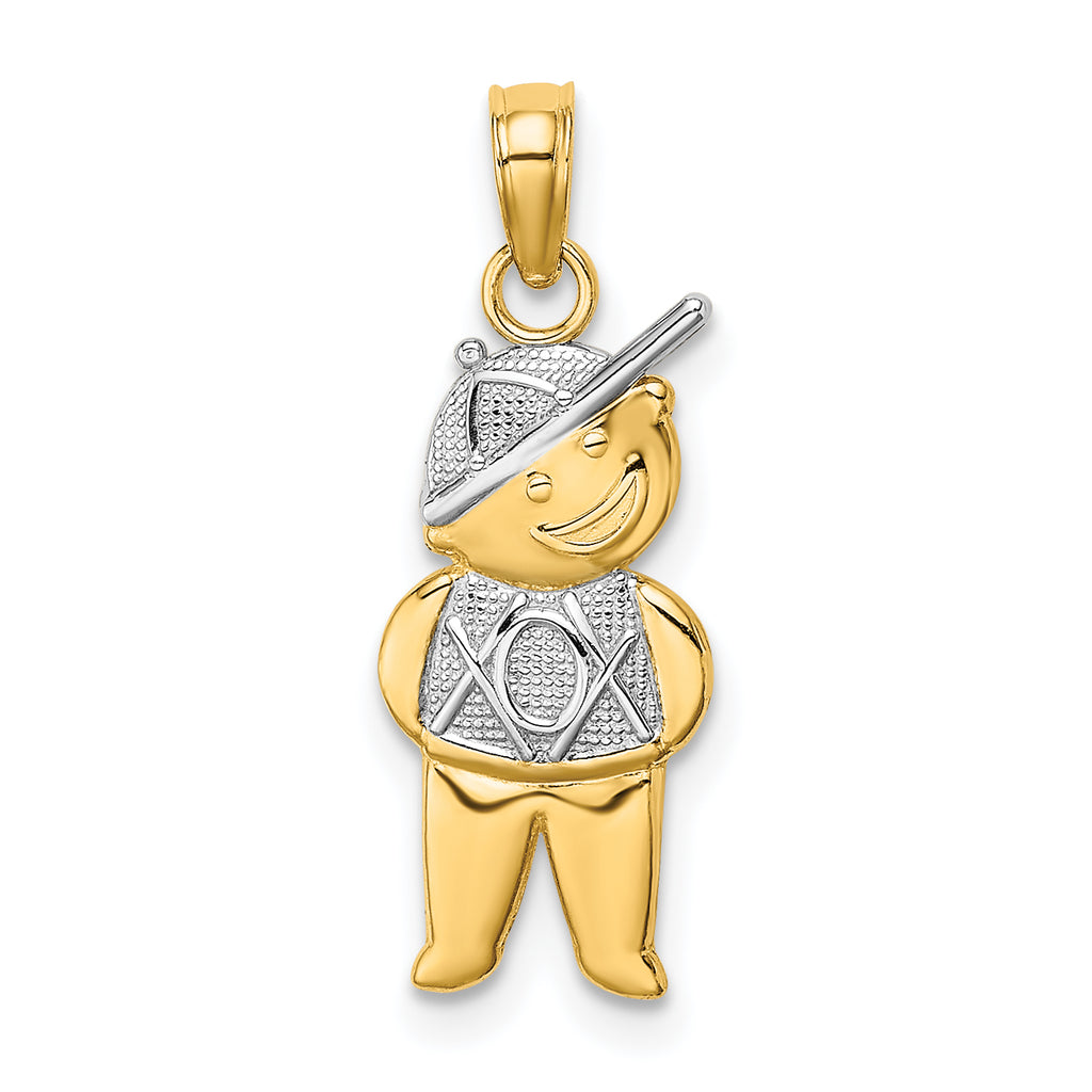 14K Textured w/Rhodium Boy Charm