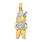 14K Textured w/Rhodium Boy Charm