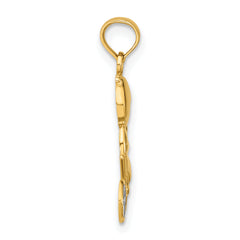 14k w/Rhodium Little Boy On Bicycle Charm