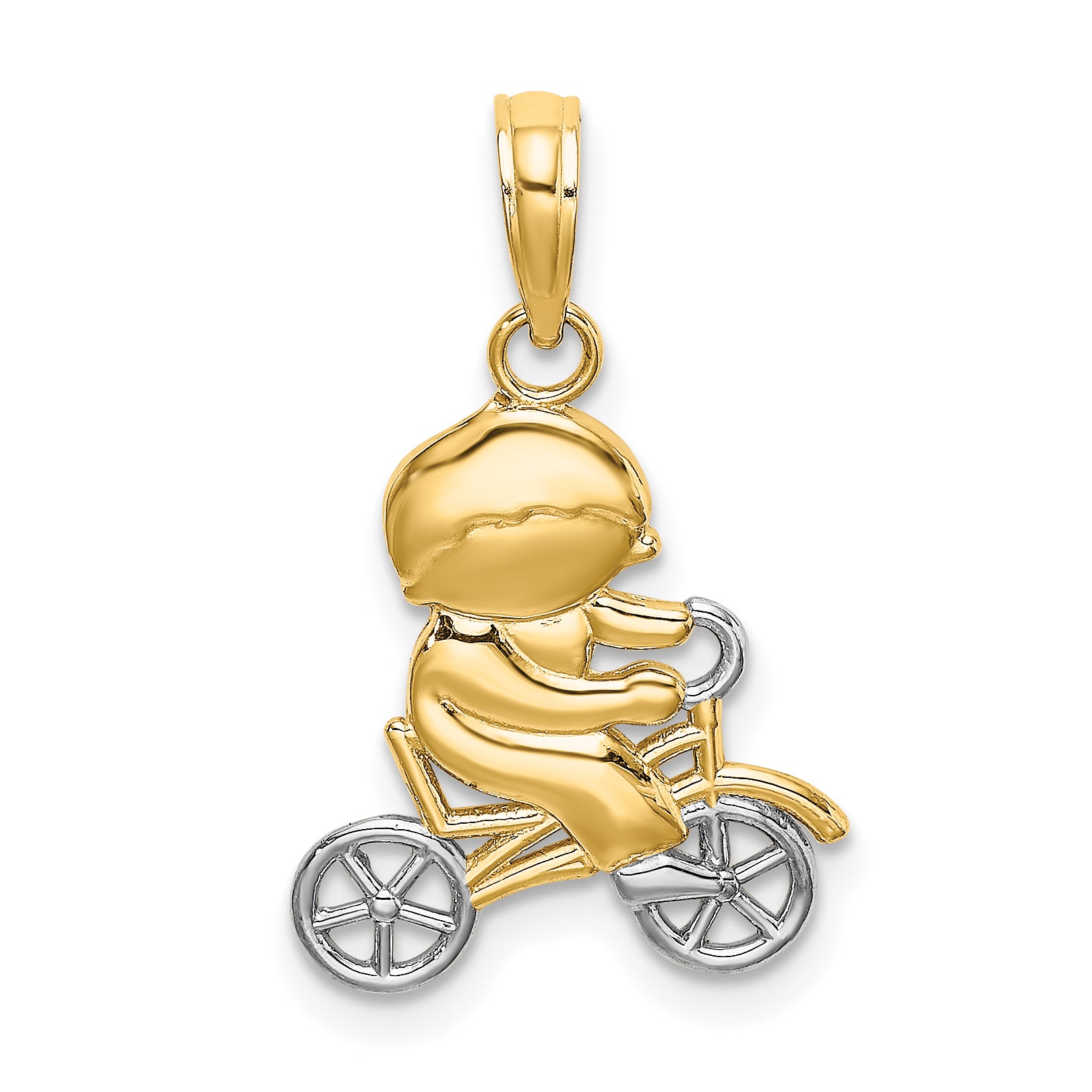 14k w/Rhodium Little Boy On Bicycle Charm Main image