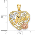 14k Two-tone w/White Rhodium #1 MOM Heart Charm