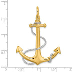 14K w/Rhodium 3-D Large Anchor w/Rope and Shackle Bail Charm