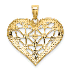 14k w/Rhodium Lattice Center Heart Charm