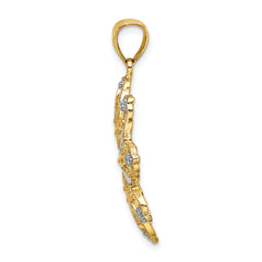 14K w/ Rhodium D/C Flower Charm