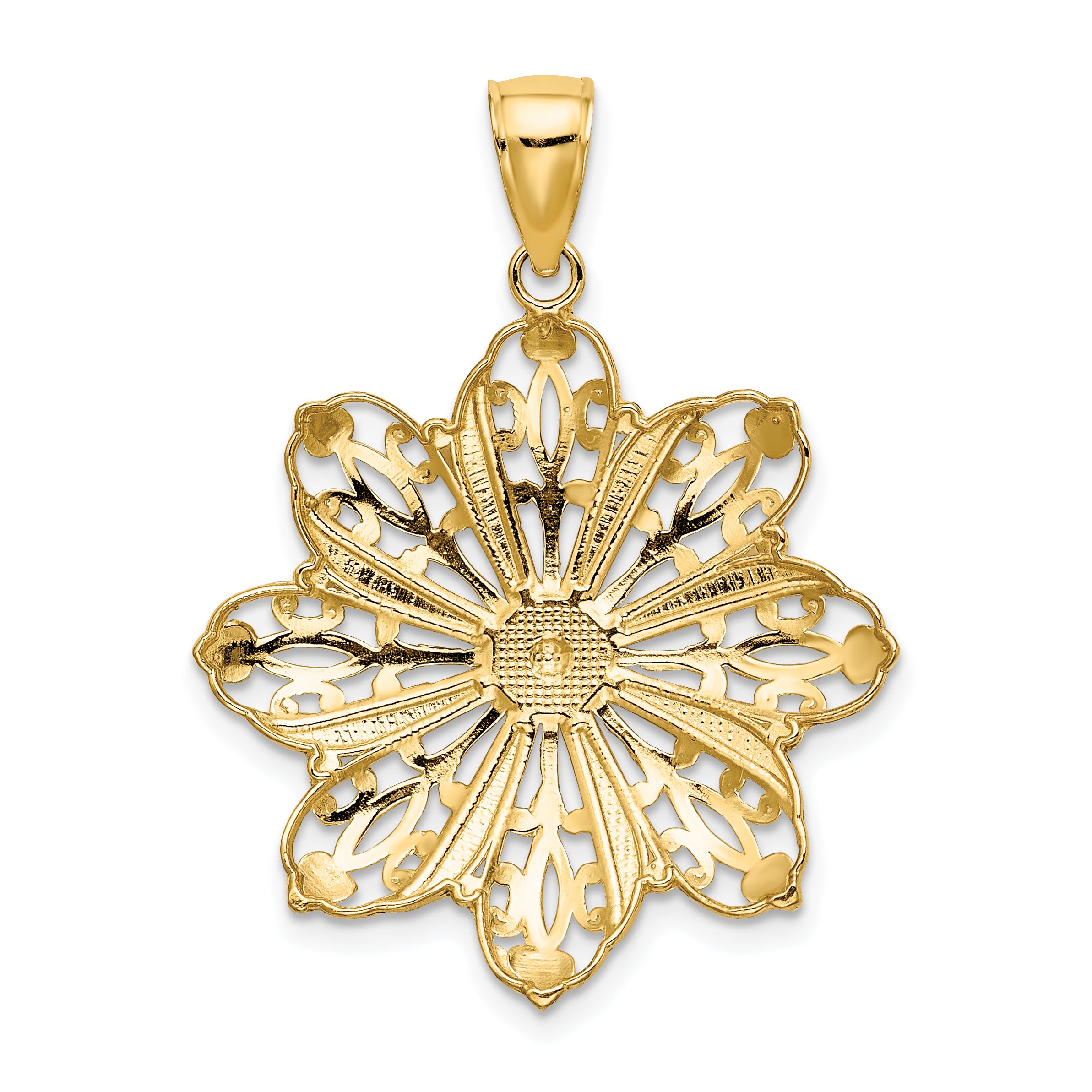14K w/ Rhodium D/C Flower Charm