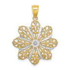 14K w/ Rhodium D/C Flower Charm