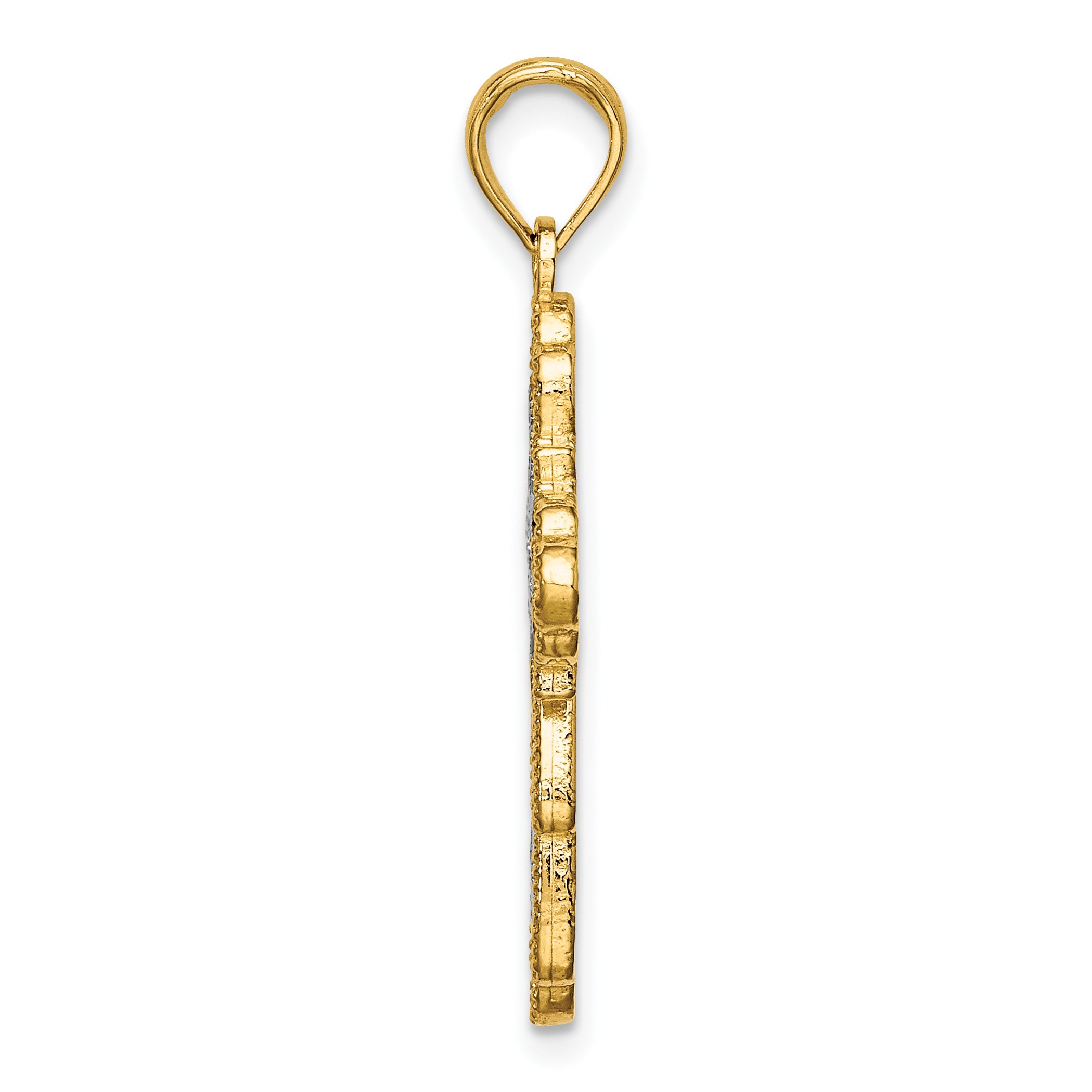 14K W/ Rhodium Lace Trim Cross Charm Secondary image