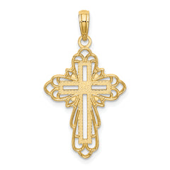 14K W/ Rhodium Lace Trim Cross Charm