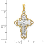 14K W/ Rhodium Lace Trim Cross Charm