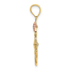 14k Two-tone w/White Rhodium I LOVE YOU w/Flowers Charm