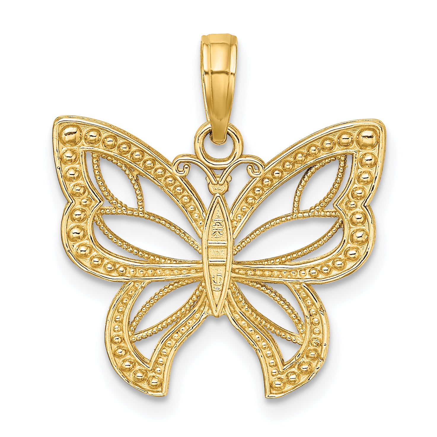 14k w/Rhodium Butterfly w/ White Beaded Wings Charm