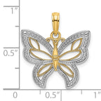 14k w/Rhodium Butterfly w/ White Beaded Wings Charm