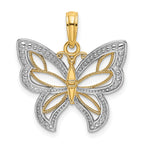 14k w/Rhodium Butterfly w/ White Beaded Wings Charm