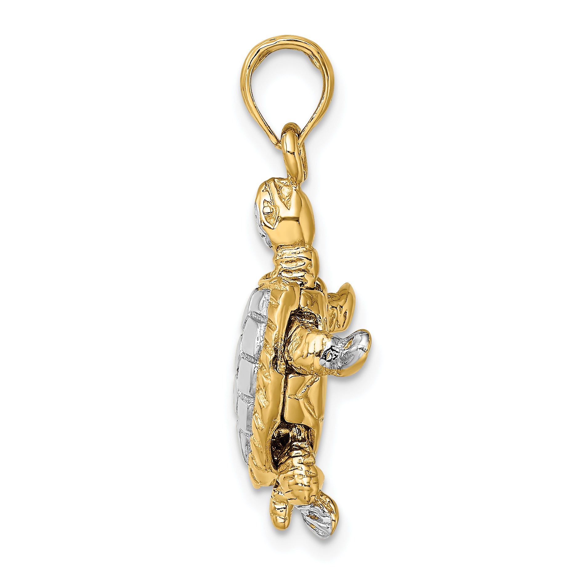 14K with White Rhodium 3-D Land Turtle W/ Moveable Head Charm Secondary image