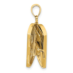 14K w/Rhodium 3-D Footprints Book W/ Prayer Inside Charm
