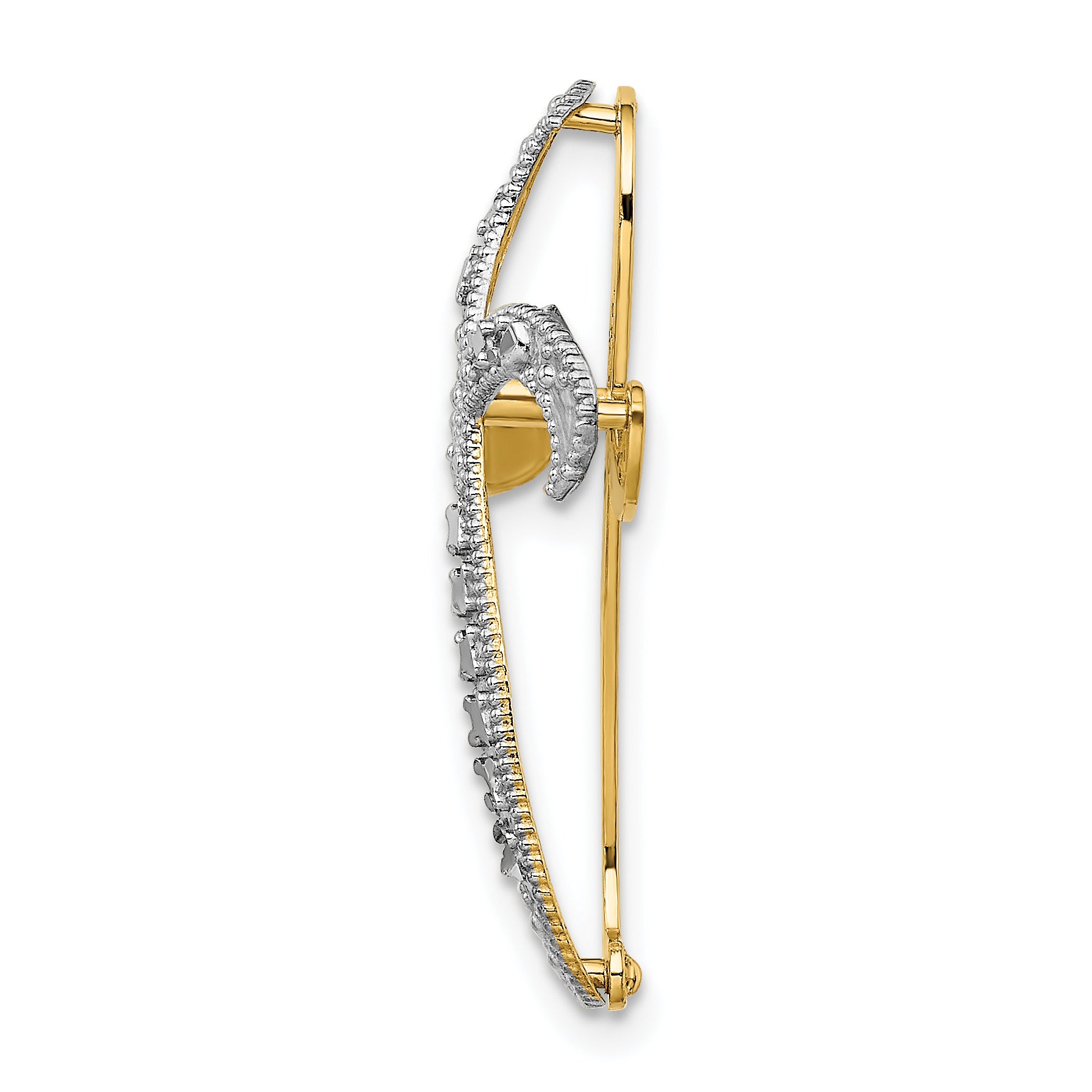 14K w/Rhodium Diamond-Cut Twisted Cross Charm Secondary image
