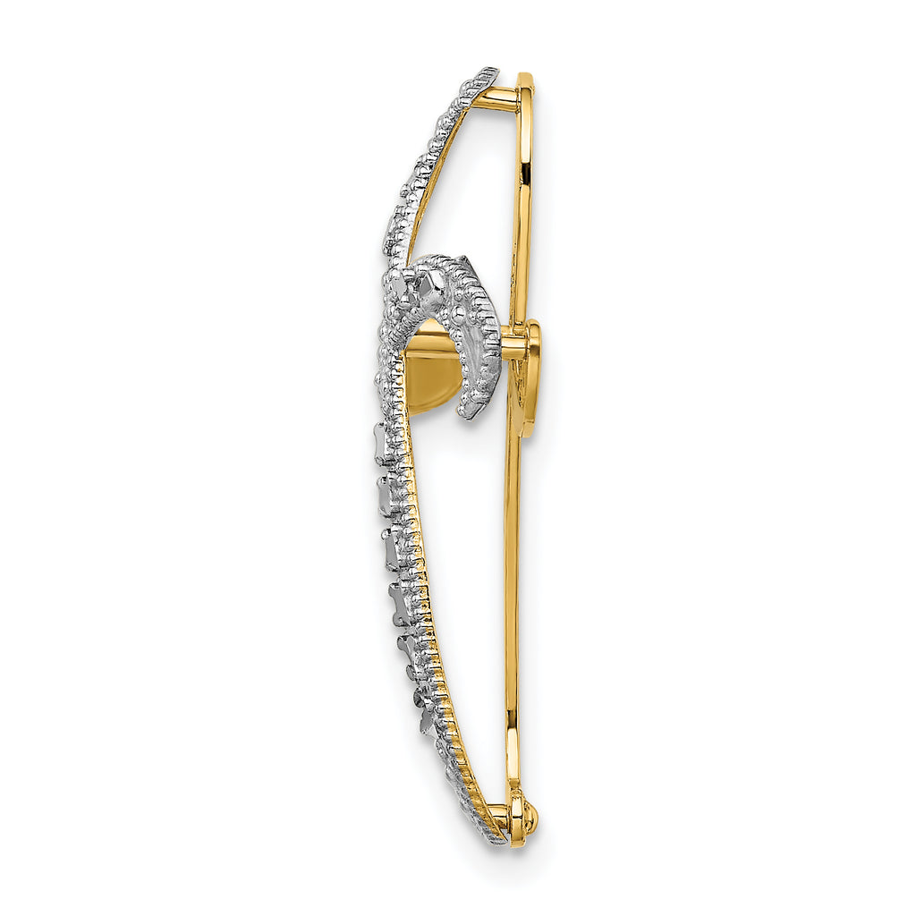 14K w/Rhodium Diamond-Cut Twisted Cross Charm