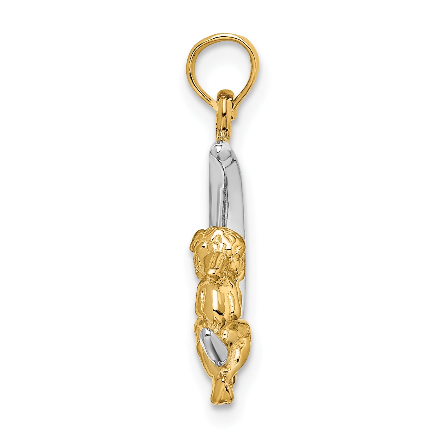 14K w/Rhodium 3-D Angel on Moon Charm Secondary image