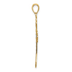 14K W/ Rhodium Scalloped Edges Cross Charm