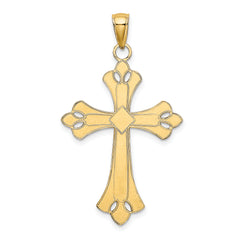 14K W/ Rhodium Scalloped Edges Cross Charm