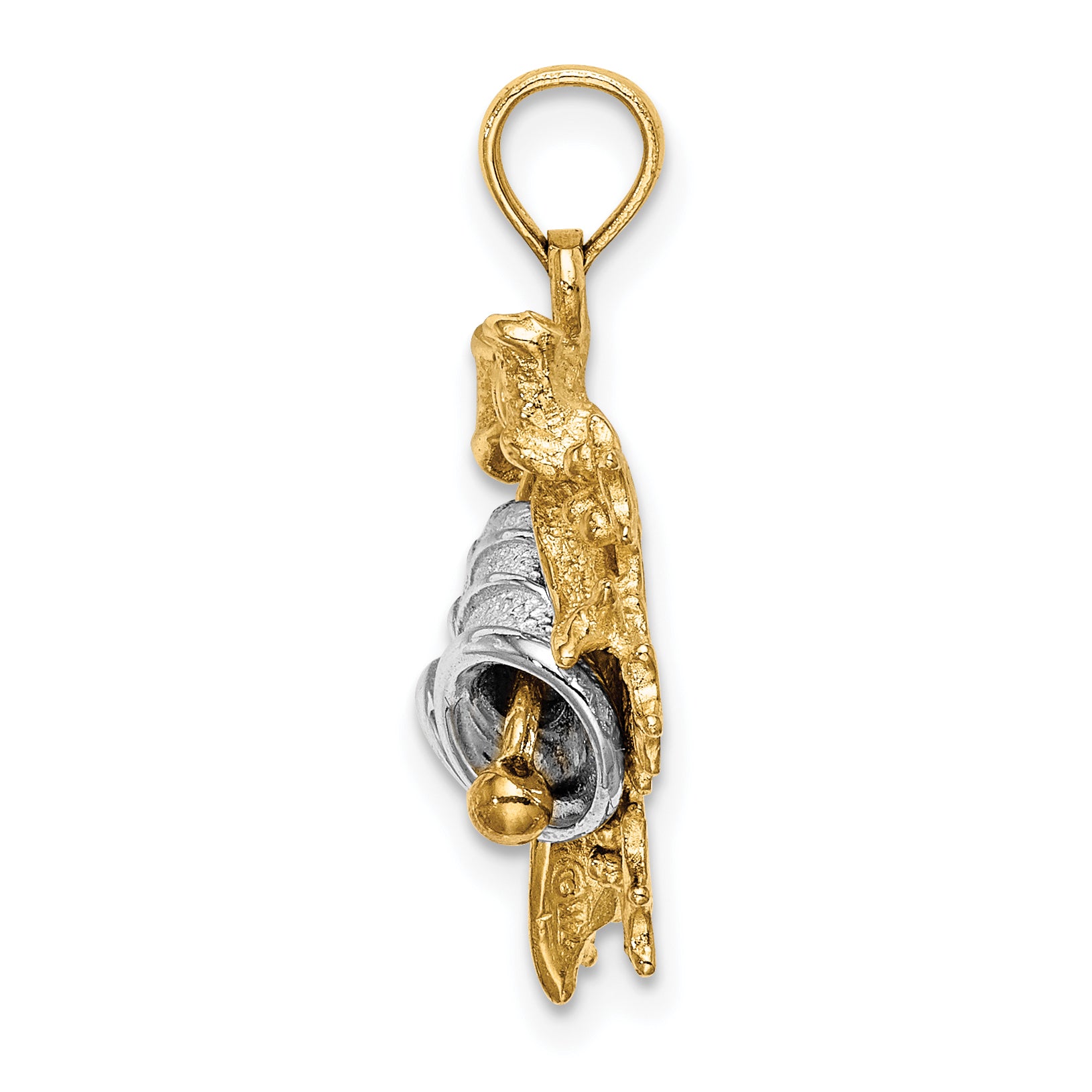 14k Two-Tone 3-D Christmas Bell and Holly Charm Secondary image